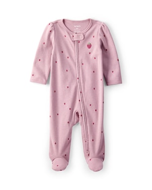 Macacão bebê com pezinho morangos - rosa | Carter's
