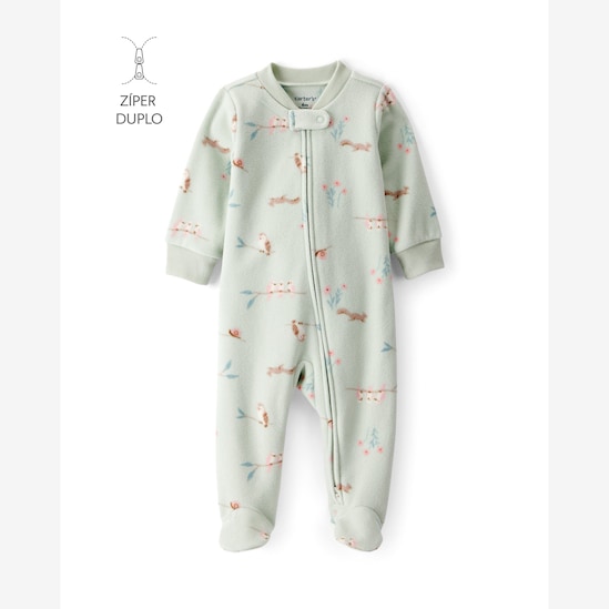 Macacão bebê em fleece com pezinhos - verde | Carter's