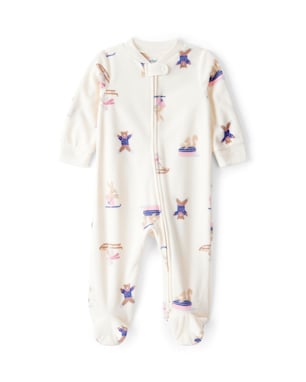 Macacão bebê em fleece animais na neve - off-white | Carter's