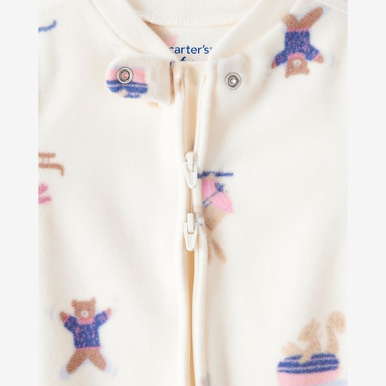 Macacão bebê em fleece animais na neve - off-white | Carter's
