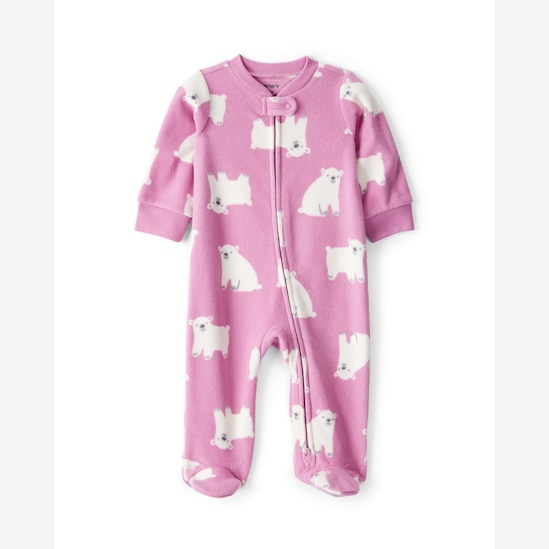 Macacão bebê em fleece com pezinhos - rosa | Carter's