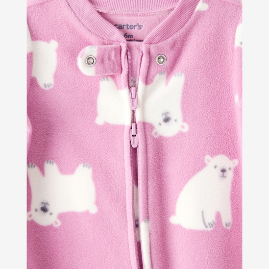 Macacão bebê em fleece com pezinhos - rosa | Carter's
