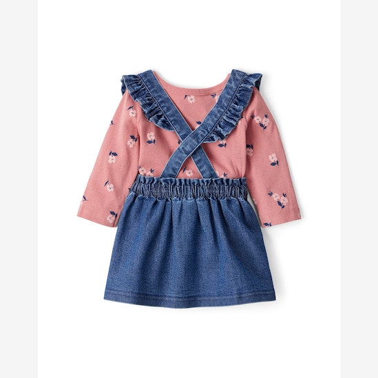 Salopete jeans bebê com blusa e meia calça - multicor | Carter's