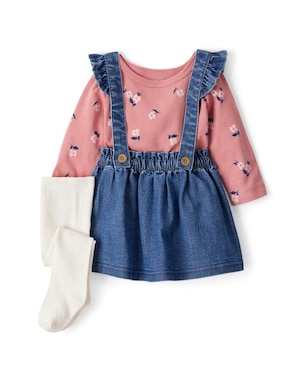 Salopete jeans bebê com blusa e meia calça - multicor | Carter's