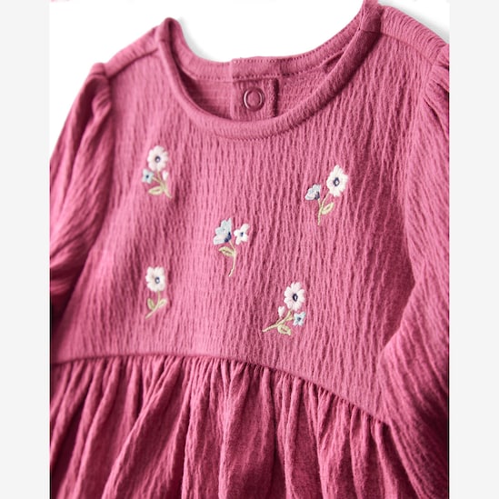 Vestido bebê evasê texturizado floral - rosa | Carter's