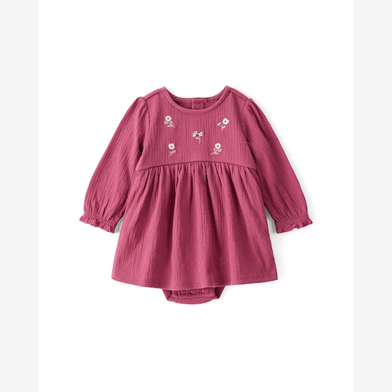 Vestido bebê evasê texturizado floral - rosa | Carter's