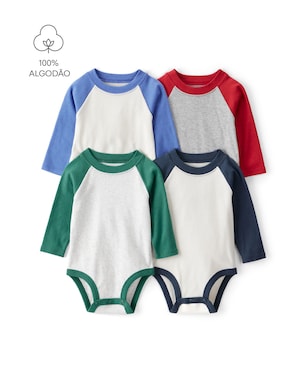 Kit body bebê 4 peças raglan - multicor | Carter's