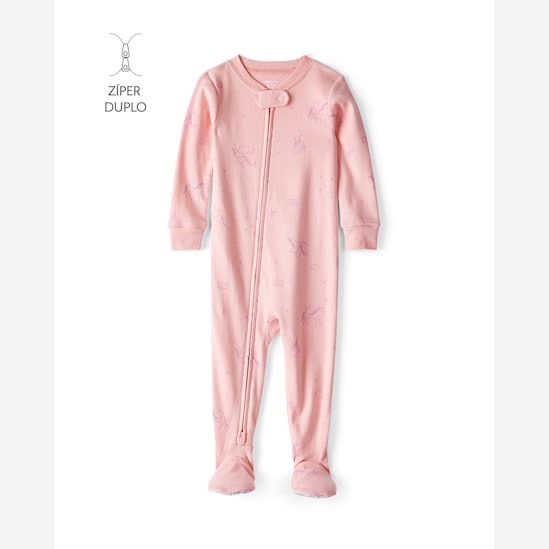 Macacão pijama infantil com pezinho unicórnio - rosa | Carter's