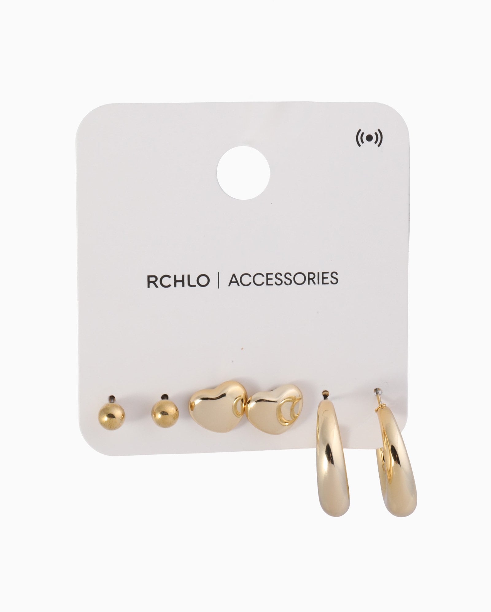 Kit brinco feminino 3 pares coração - dourado