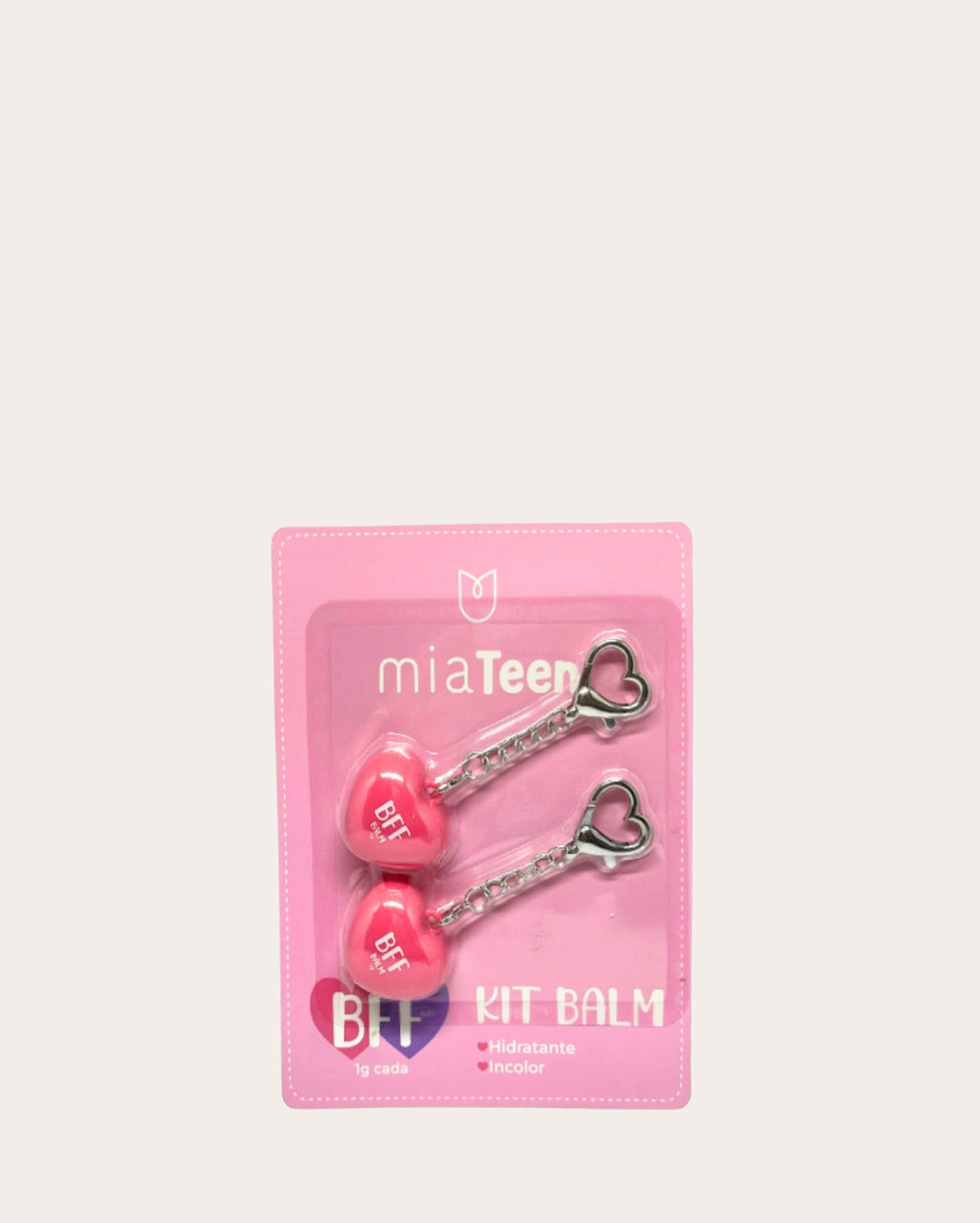 Kit chaveiro lip balm coração BFF 2 peças - rosa | Mia Make