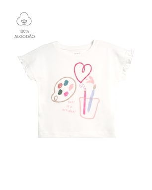 Camiseta Carter's infantil menina estampada - Branca