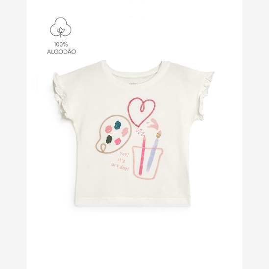 Camiseta infantil arte - branca | Carter's