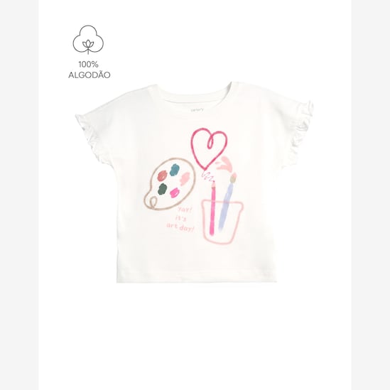 Camiseta Carter's infantil menina estampada - Branca