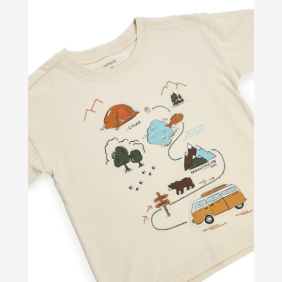 Camiseta infantil acampamento - bege | Carter's