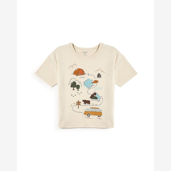 Camiseta infantil acampamento - bege | Carter's