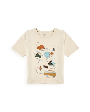 Camiseta infantil acampamento - bege | Carter's