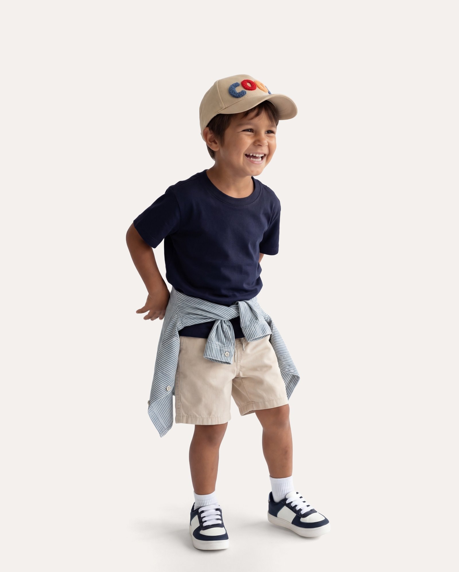 Bermuda sarja infantil reta básica 1-6A - bege
