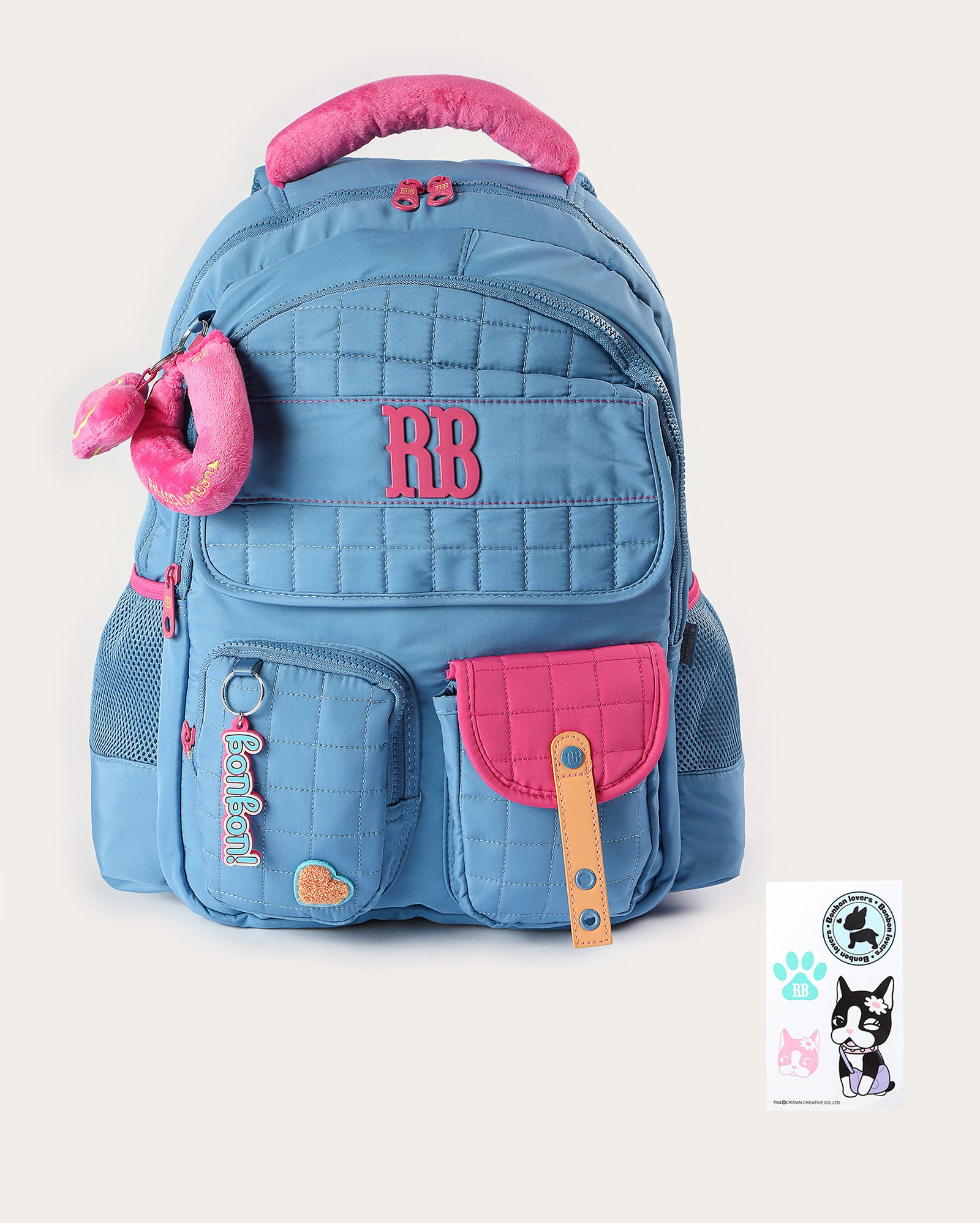 Mochila infantil Plush Dreams com adesivo - Azul Claro | Rebecca Bonbon