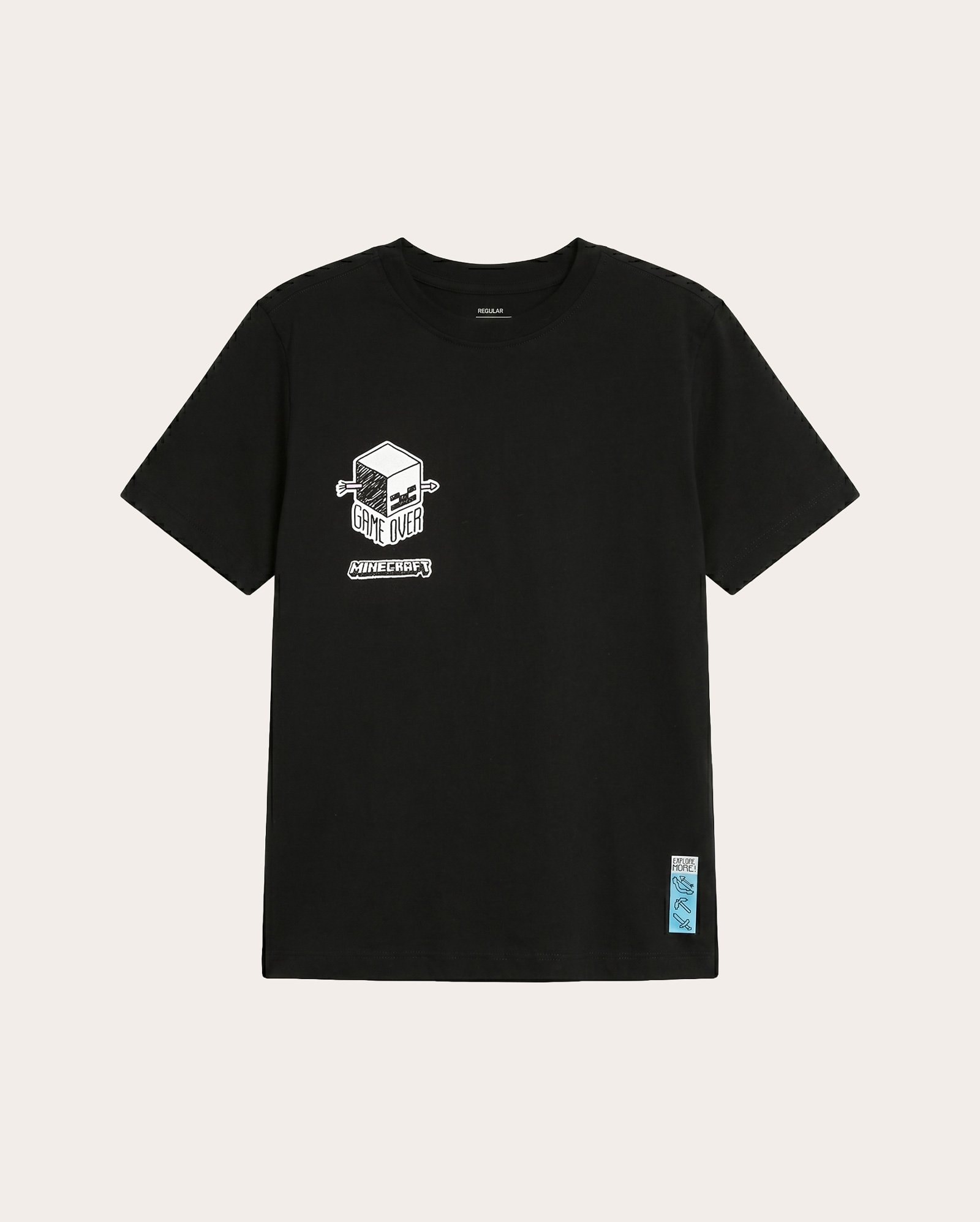 Camiseta infantil regular 6-14A - preta | Minecraft