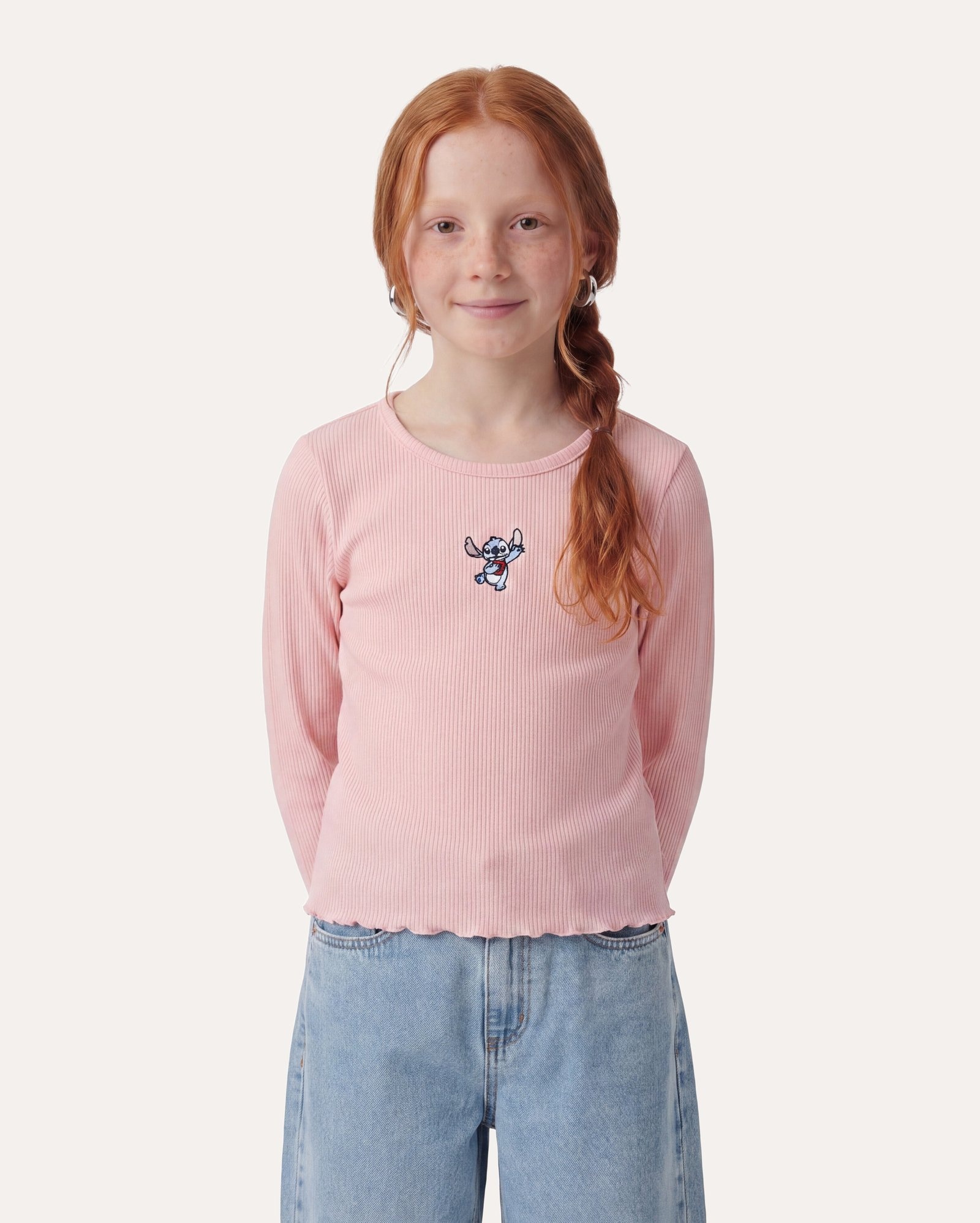 Blusa infantil canelada Lilo & Stitch 6-14A - rosa | Disney