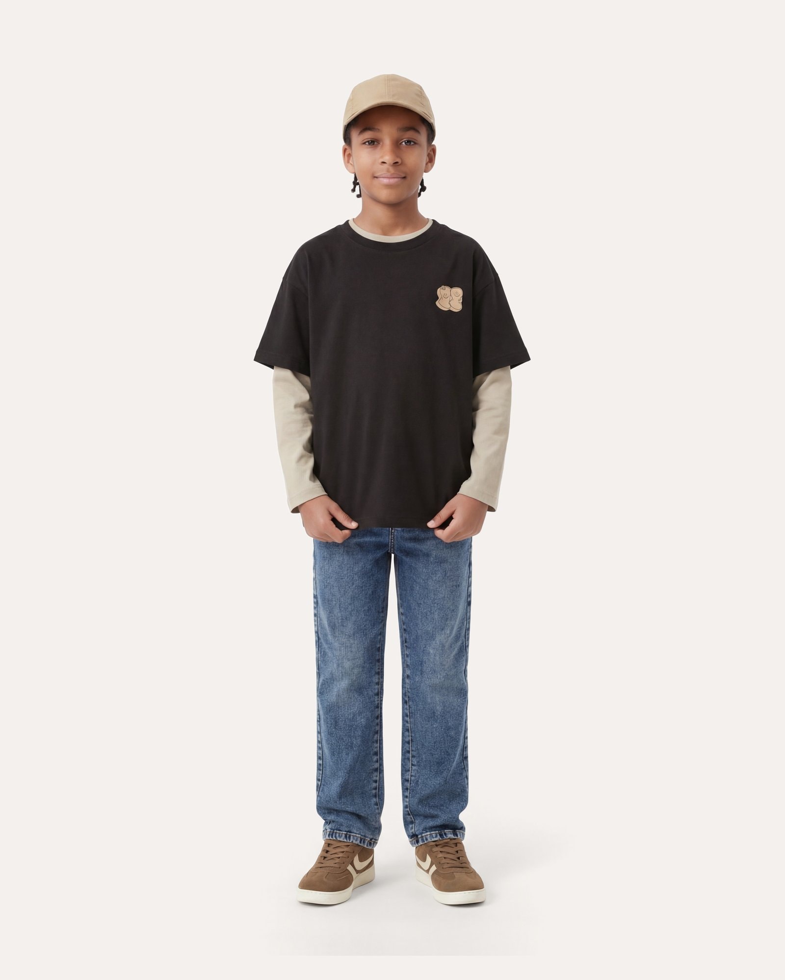 Calça jeans infantil reta estonada 6-14A - denim médio