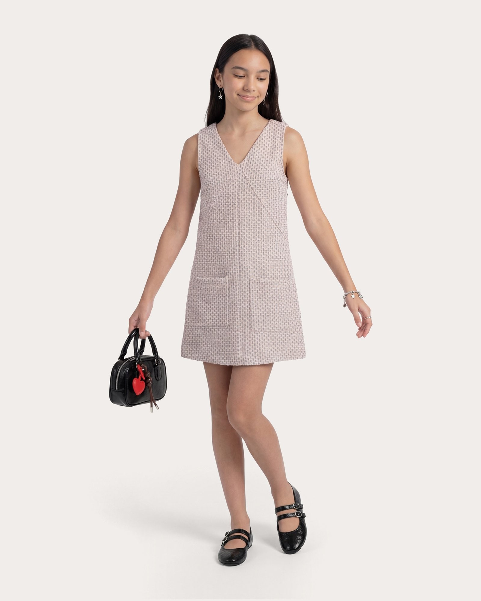 Vestido infantil com bolsos 6-14A - rosa