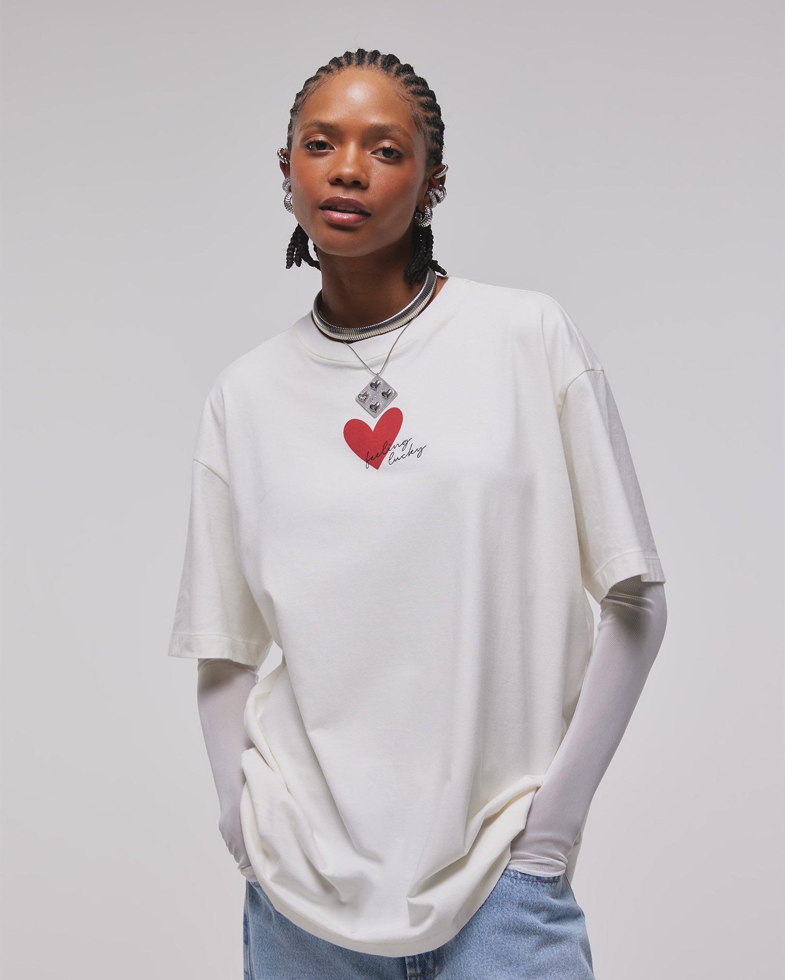Camiseta feminina oversized amour - Branco | Juliana Jabour - Special Edition