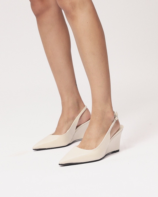 Sapato scarpin wedge slingback - Off-white