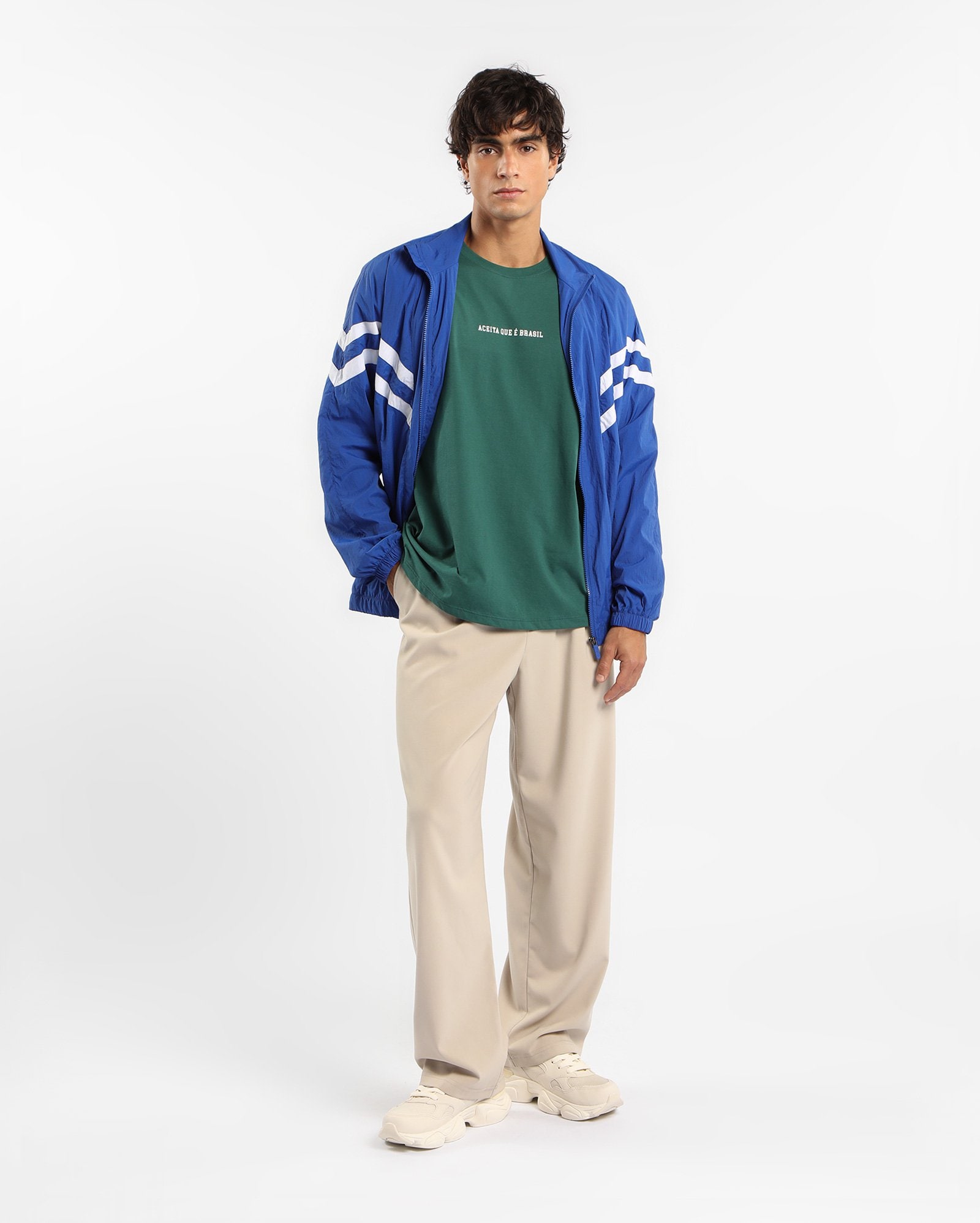Jaqueta corta vento esportiva masculina - azul | Body Work