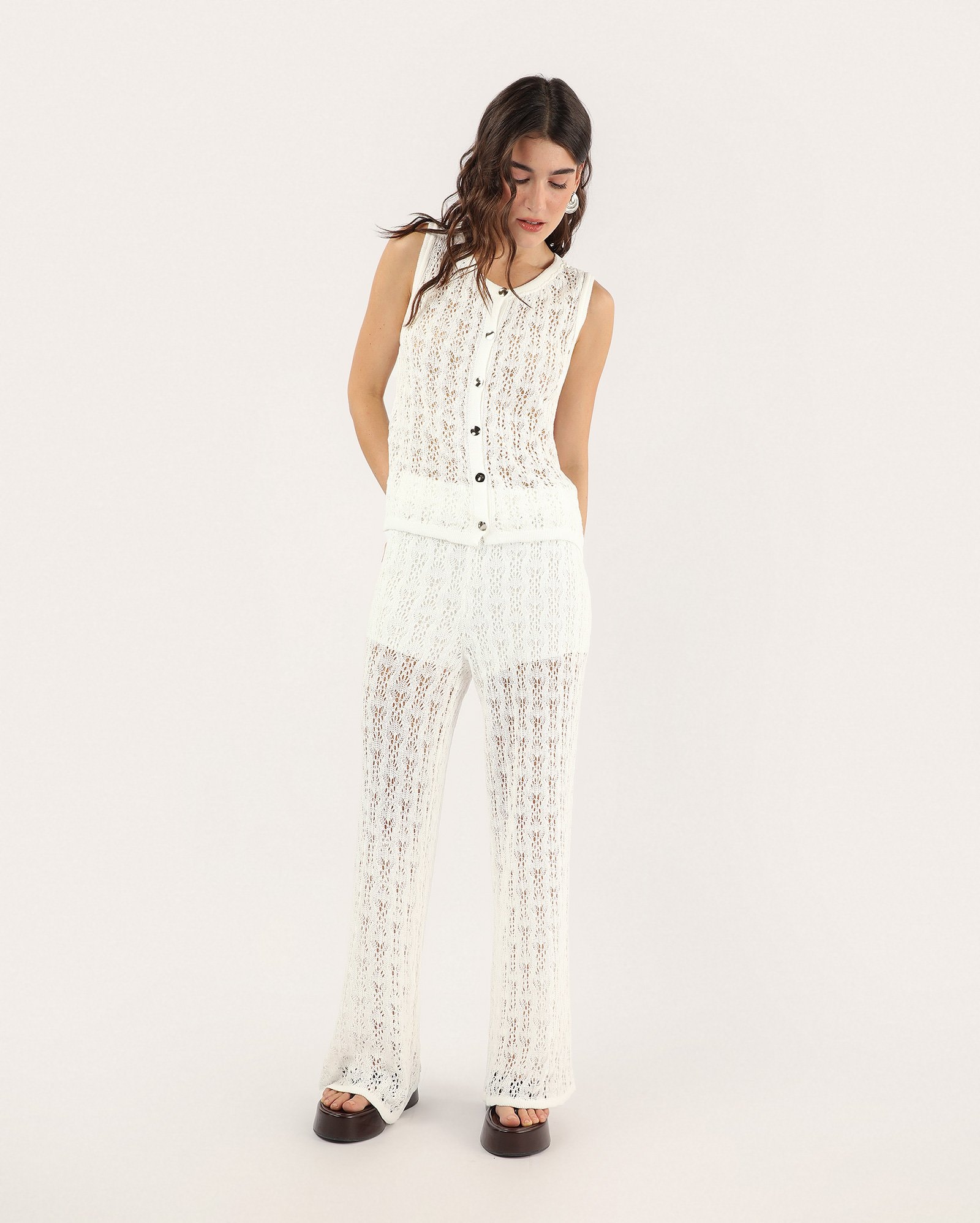 Colete feminino amplo em tricot - branco — foto 4
