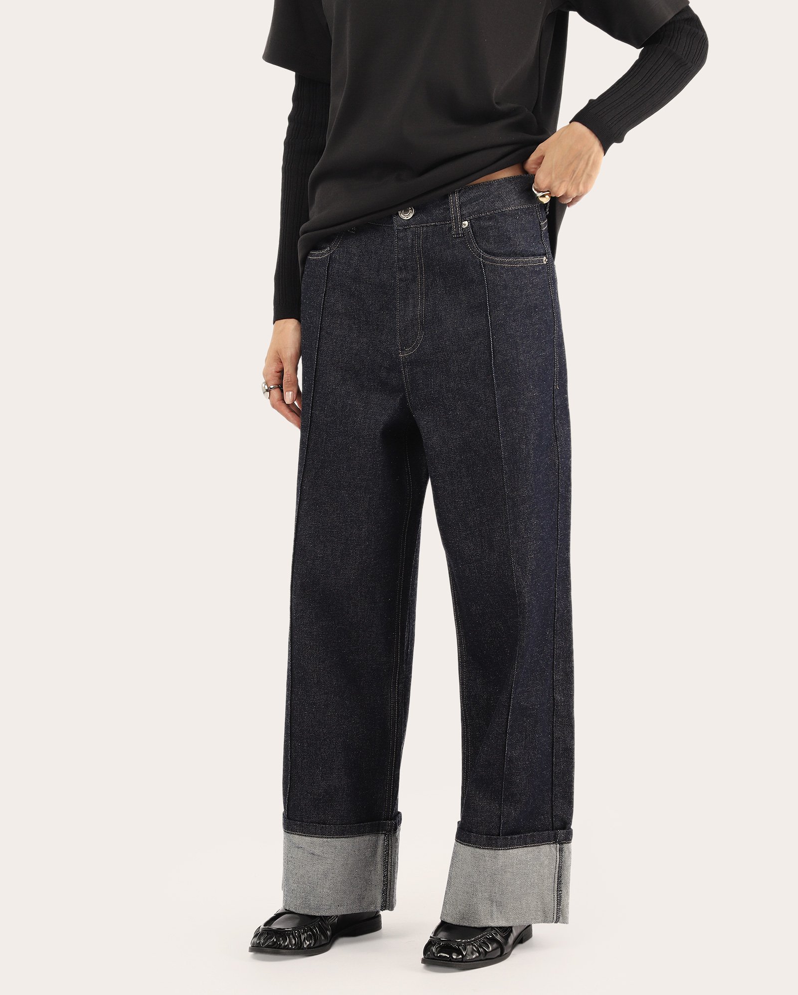 Riachuelo | Calça jeans feminina wide cropped - denim escuro | Pool Jeans
