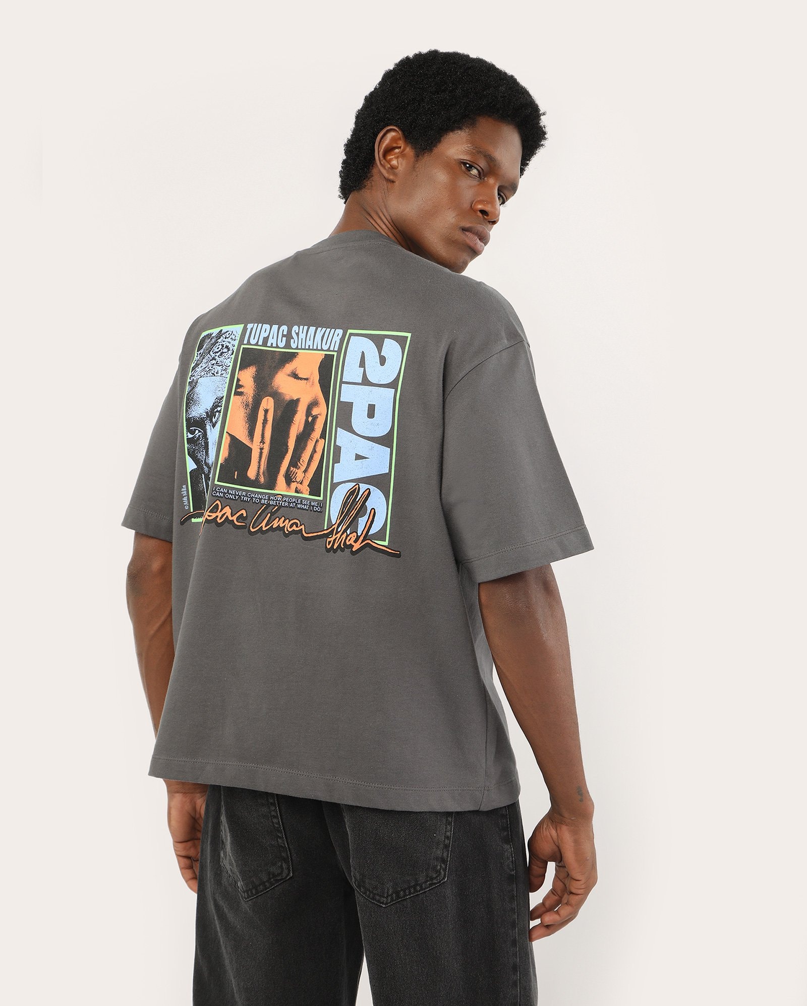 Riachuelo | Camiseta masculina boxy Tupac - cinza | 2Pac