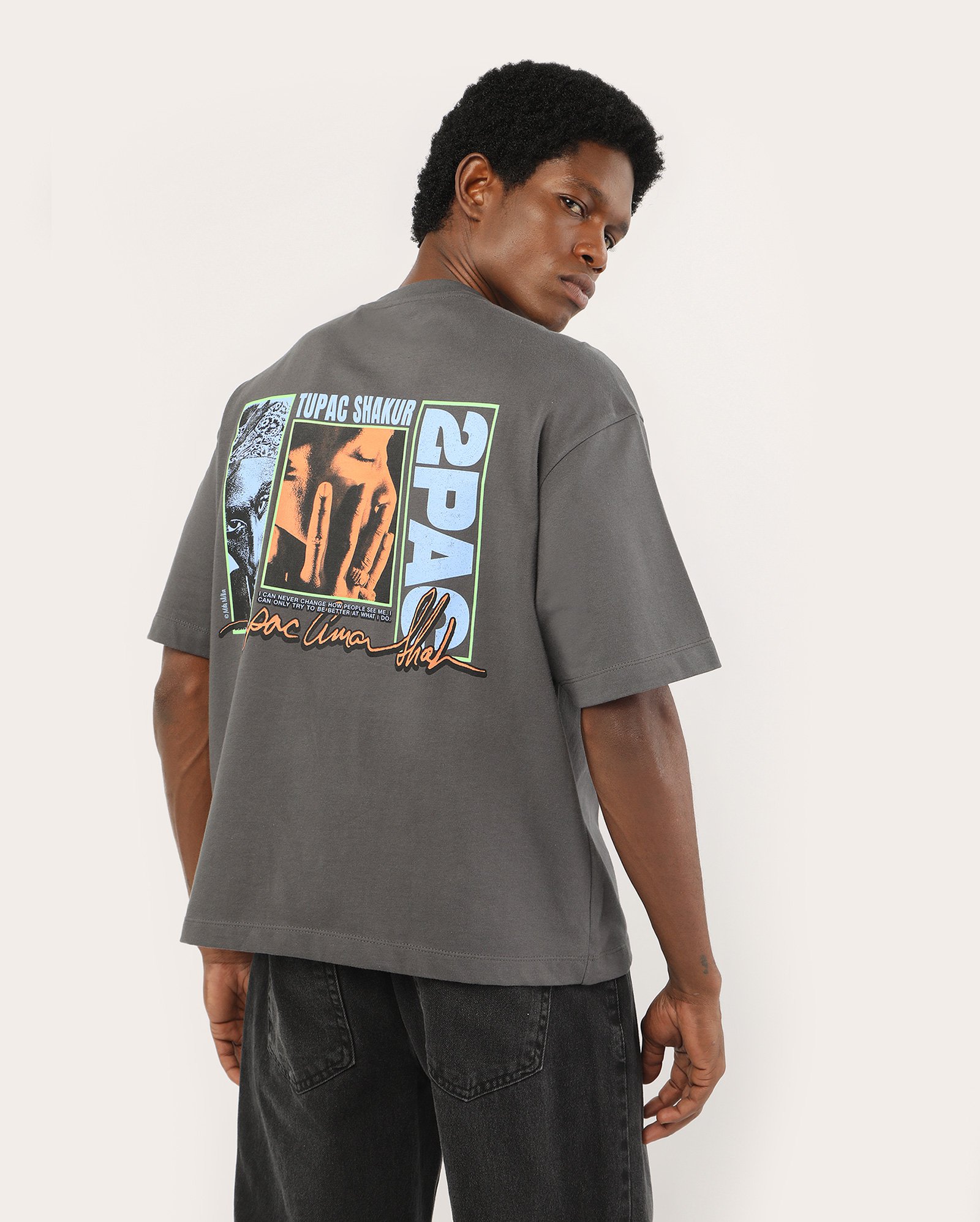 Riachuelo | Camiseta masculina boxy Tupac - cinza | 2Pac