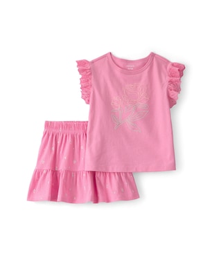 Conjunto curto infantil 2 peças floral - rosa | Carter's