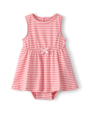 Vestido bebê evasê listrado - rosa | Carter's