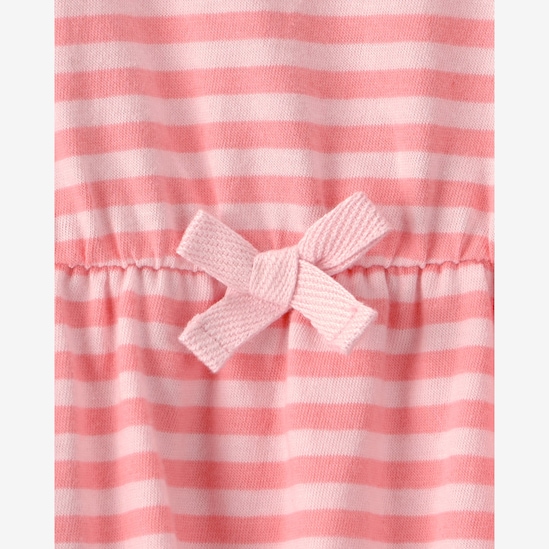 Vestido bebê evasê listrado - rosa | Carter's