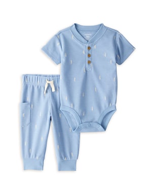 Conjunto longo bebê 2 peças raios - azul | Carter's