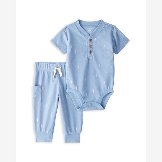 Conjunto longo bebê 2 peças raios - azul | Carter's