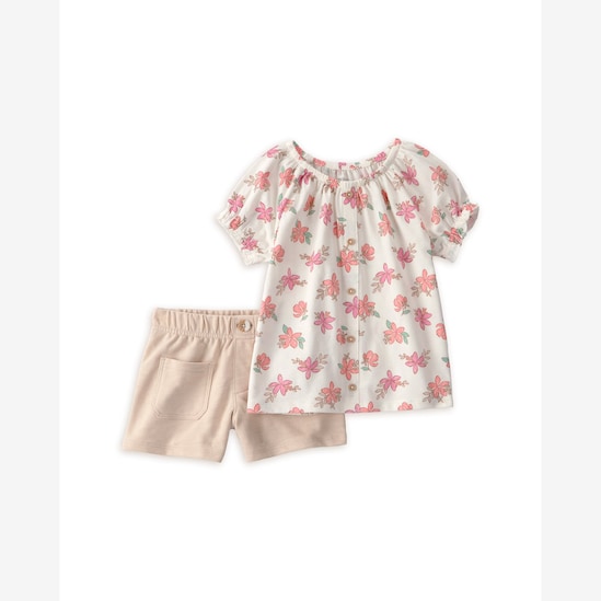 Conjunto curto infantil 2 peças floral - multicor | Carter's