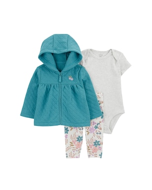 Conjunto longo bebê 3 peças matelassê floral - multicor | Carter's