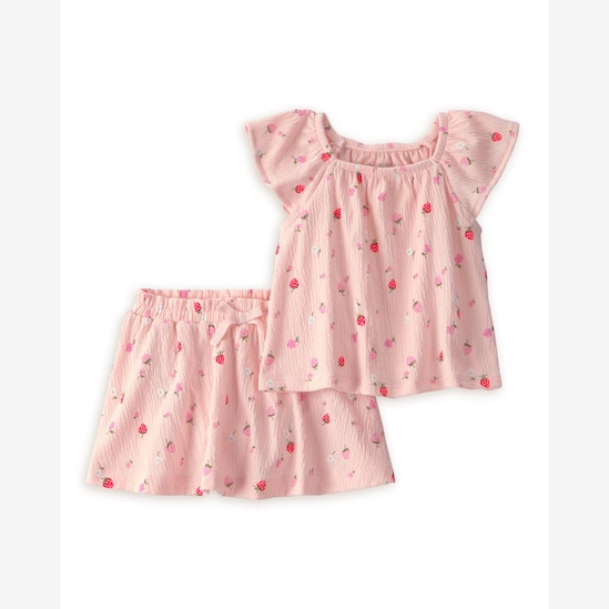 Conjunto curto bebê 2 peças frutinhas - rosa | Carter's