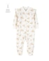 Macacão bebê com pezinho floral e babados - off-white | Carter's