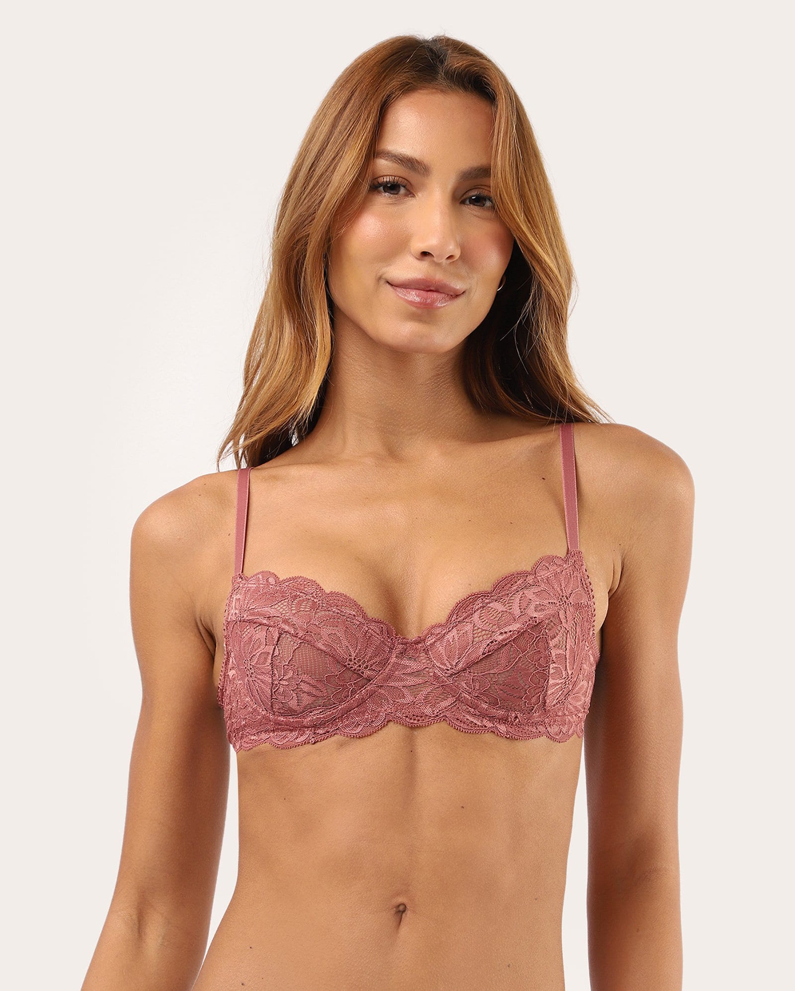 Sutiã base rendado floral - Rosa