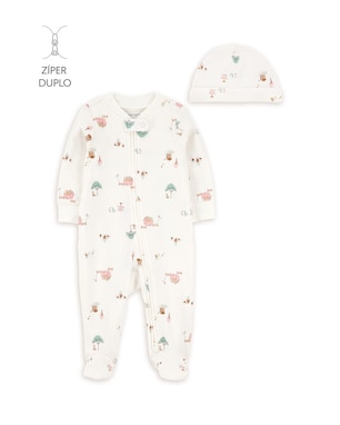 Macacão bebê com touca fazendinha - off-white | Carter's