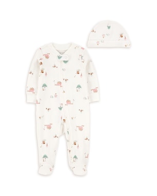 Macacão bebê com touca fazendinha - off-white | Carter's