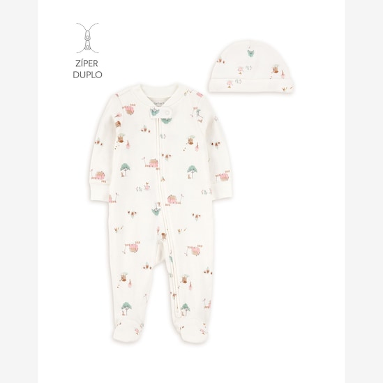 Macacão bebê com touca fazendinha - off-white | Carter's