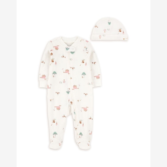 Macacão bebê com touca fazendinha - off-white | Carter's