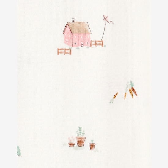 Macacão bebê com touca fazendinha - off-white | Carter's