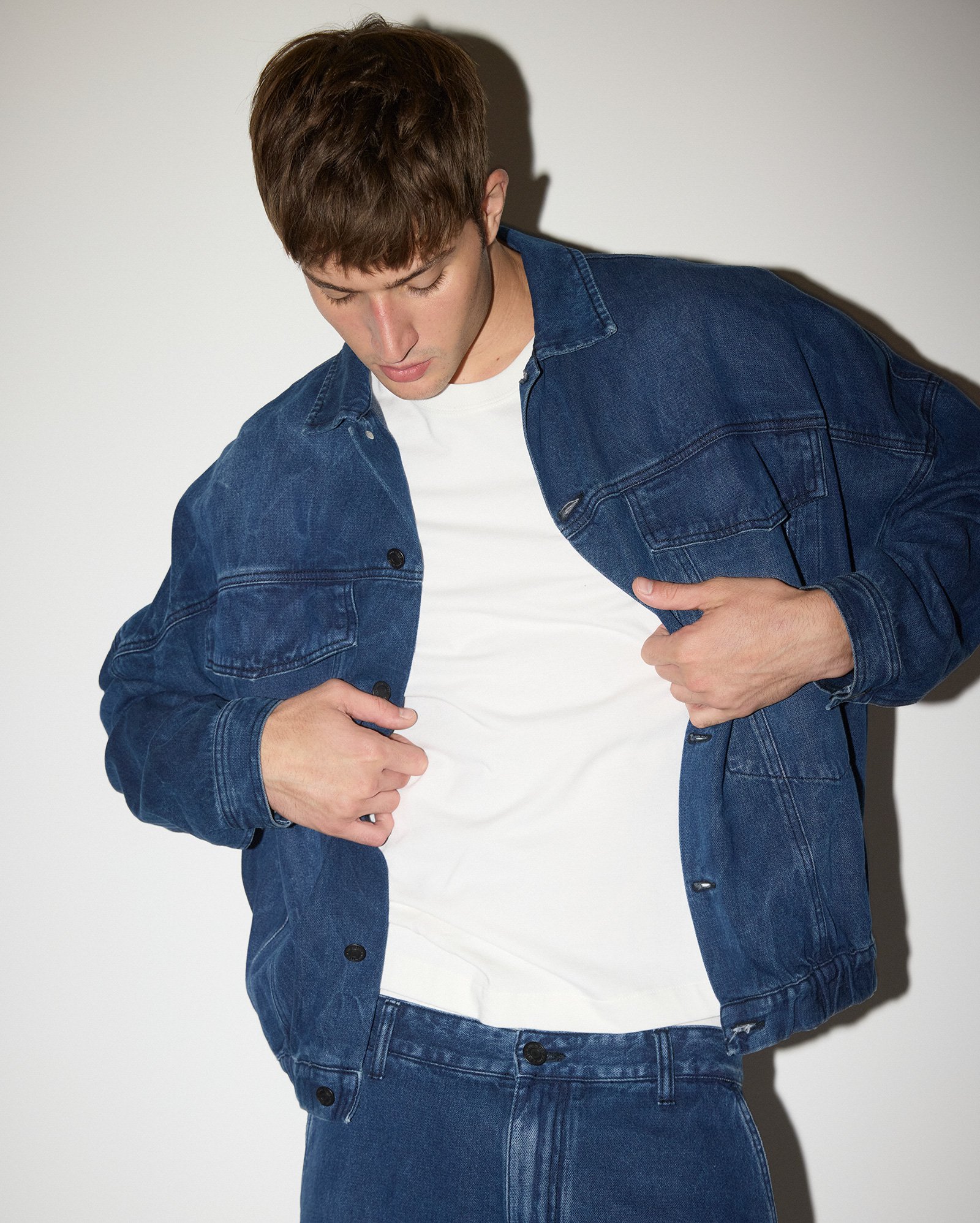 Jaqueta jeans masculina com elástico - denim escuro | Pool Jeans