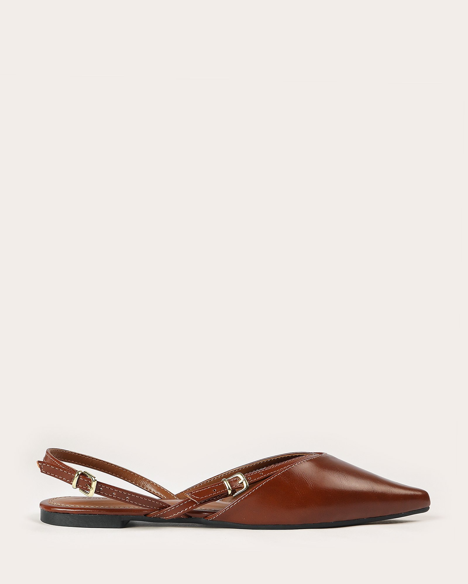 Sapatilha feminina slingback envernizada - Marrom